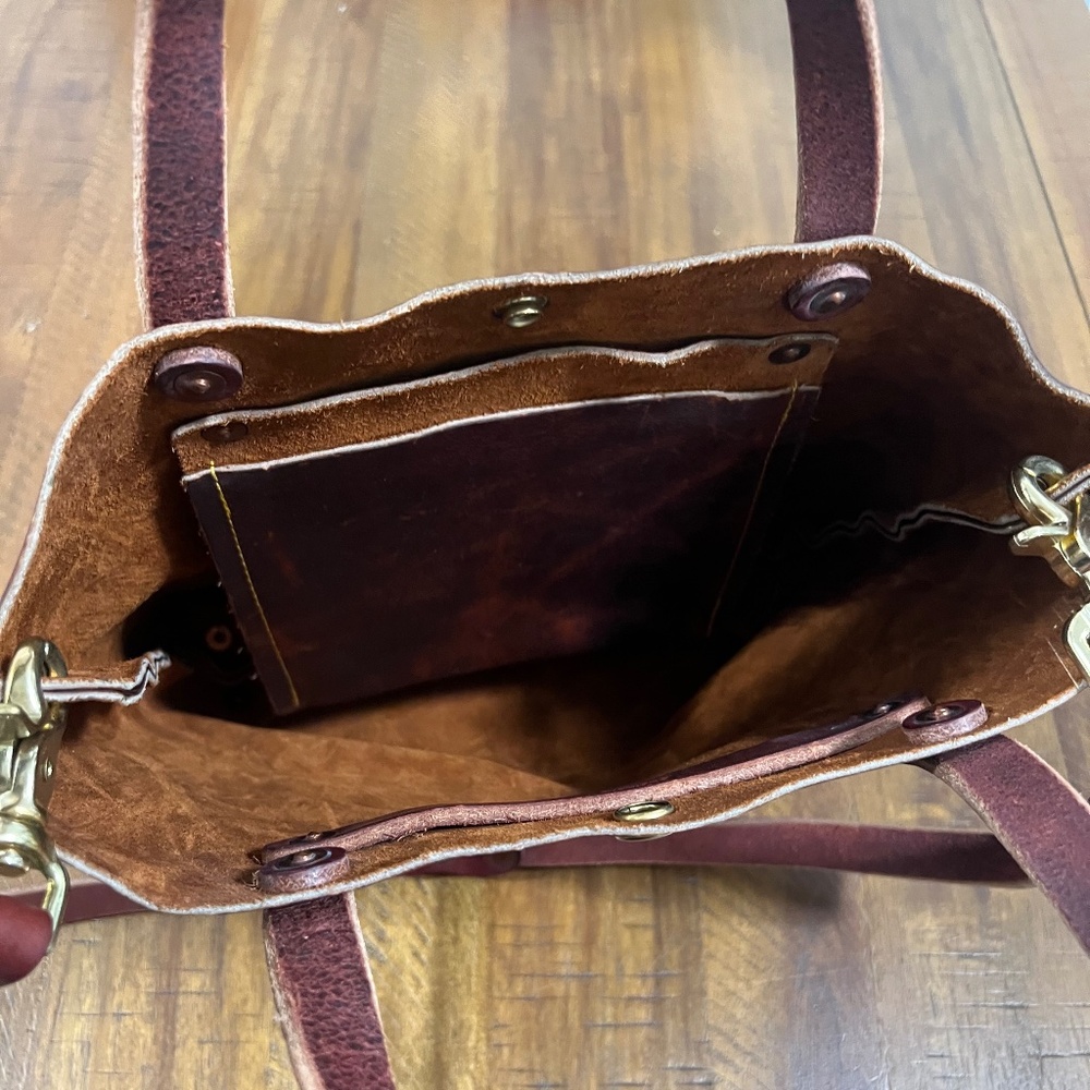 EUC KMM&Co. Copper Marbled (not sure of name) Leather Mini Tote with Strap - Picture 4 of 4